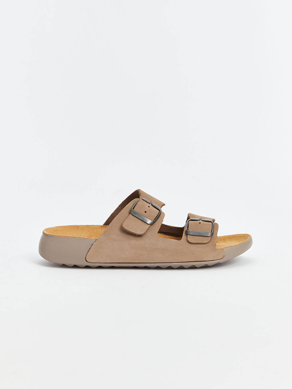 Kahverengi Toka Detaylı Çift Bantlı Kadın Terlik-1