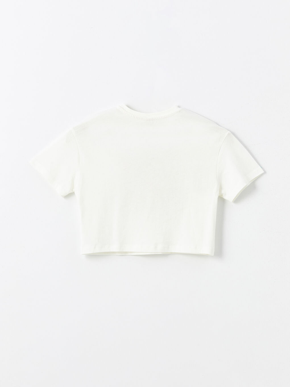 Poncho Crew Neck Printed Short Sleeve Girls' Crop T-Shirt -S4O276Z4-FDU