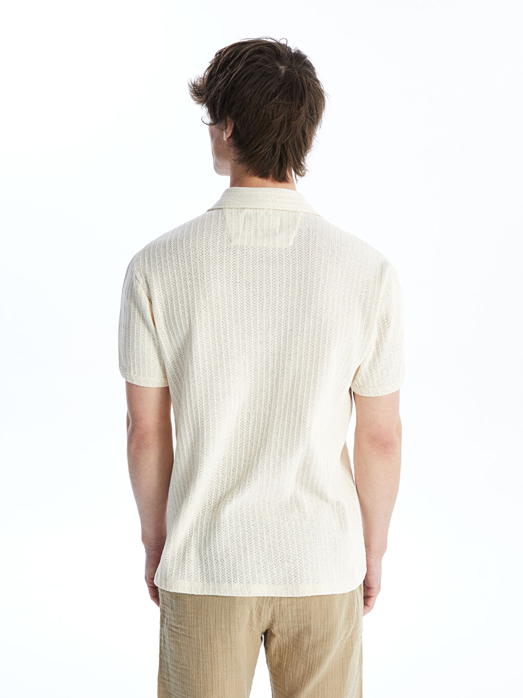 Bej Regular Fit Kısa Kollu Erkek Gömlek-5