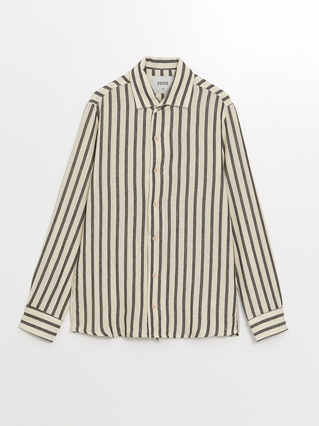 Lacivert Regular Fit Uzun Kollu Çizgili Erkek Gömlek-5