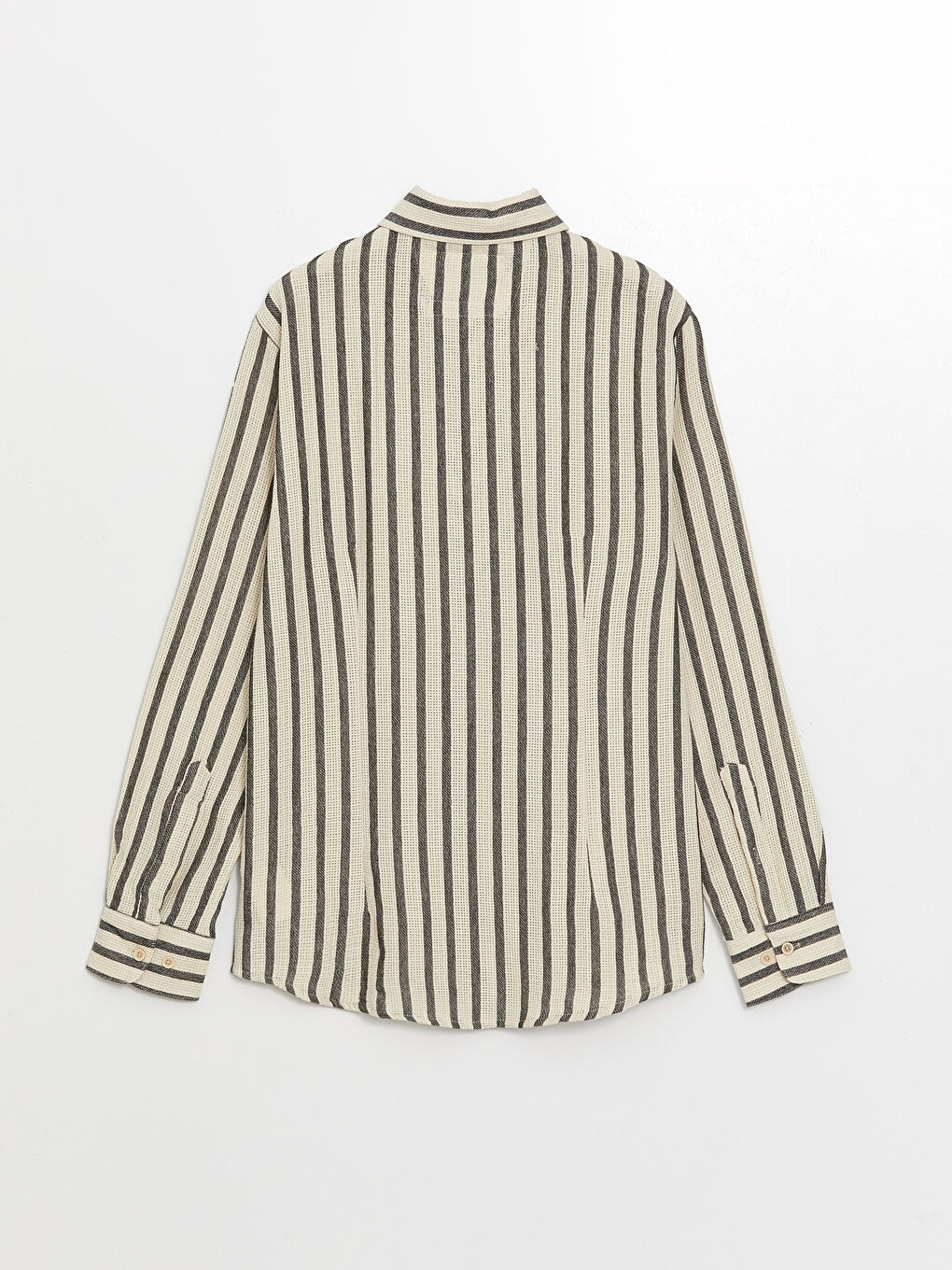 Lacivert Regular Fit Uzun Kollu Çizgili Erkek Gömlek-6