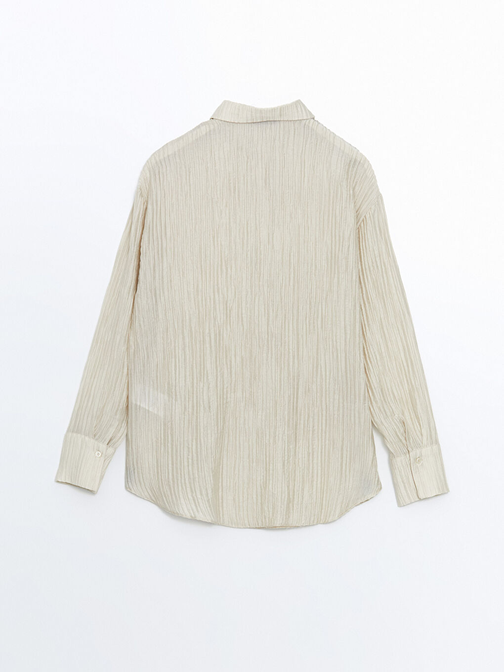 LCW Vision Bej Dokulu Oversize Kadın Gömlek - 5