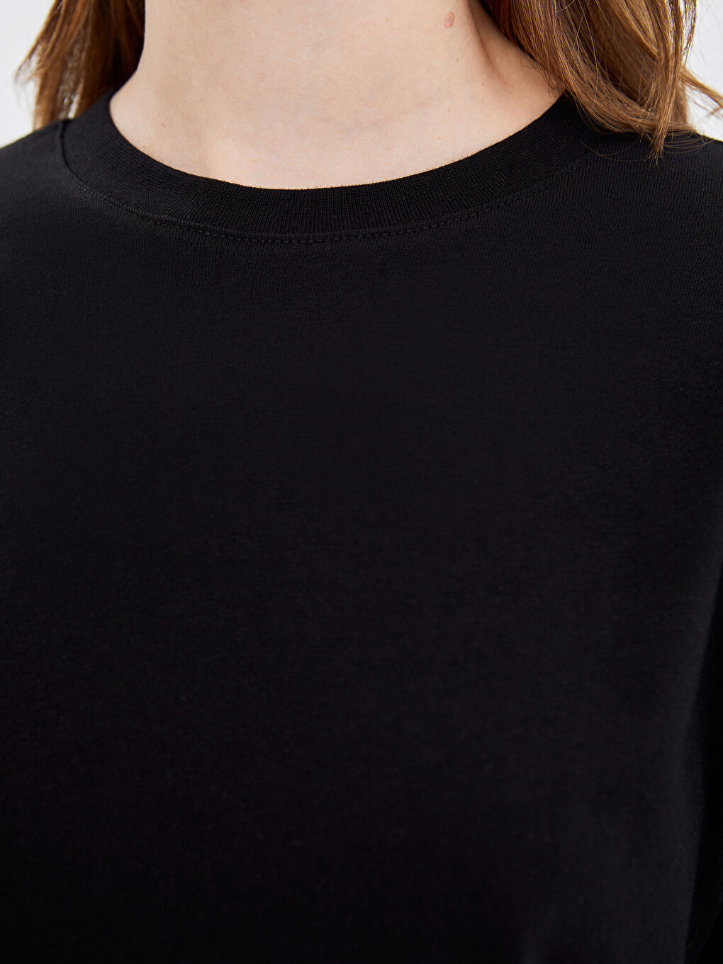 Siyah Kadın Bisiklet Yaka Düz Tunik-2