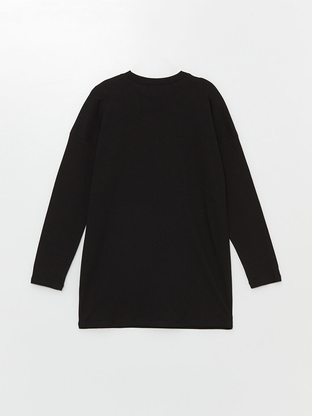 Siyah Kadın Bisiklet Yaka Düz Tunik-5