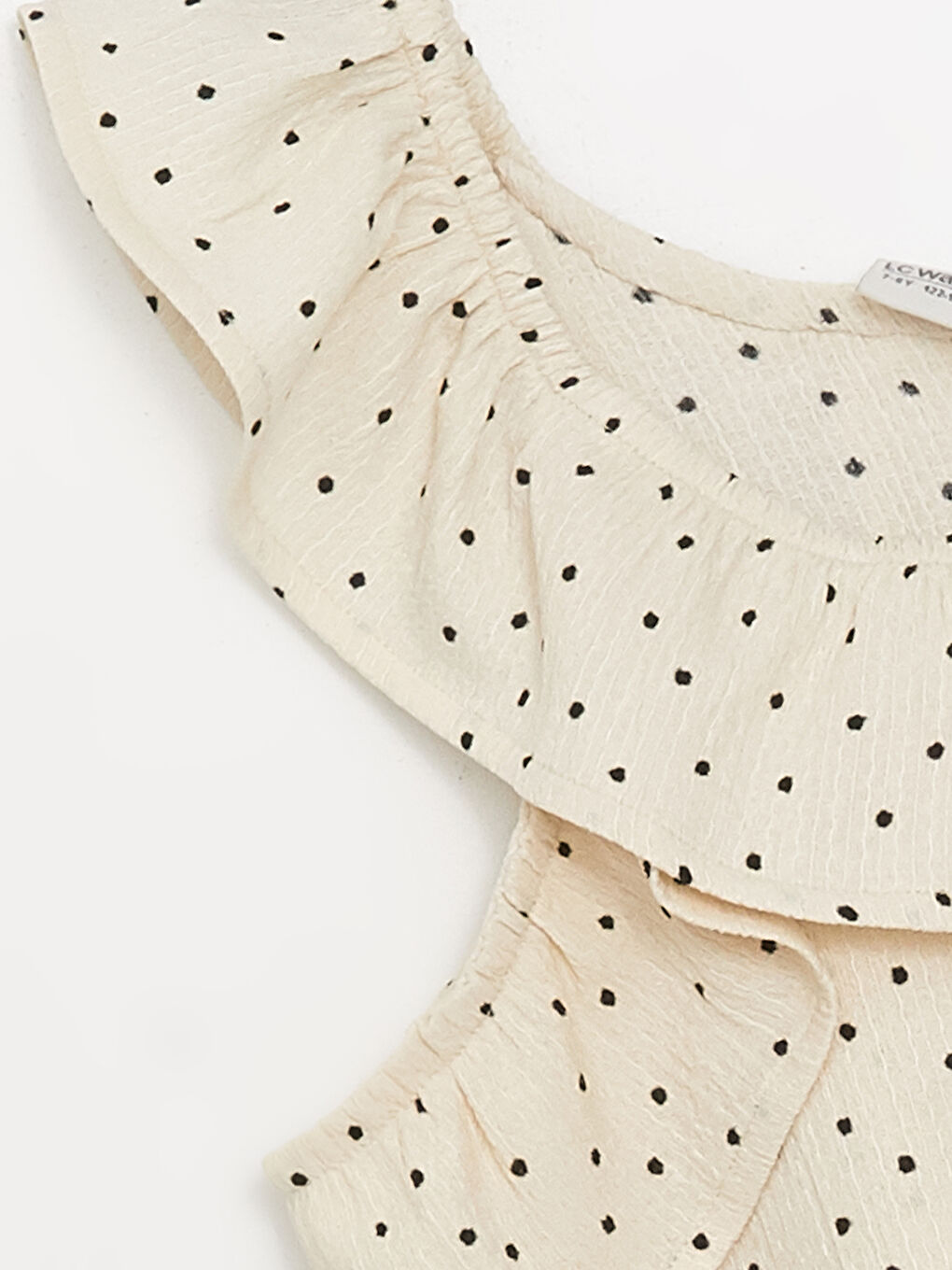 Ekru Fırfır Detaylı Kız Çocuk Bluz-1