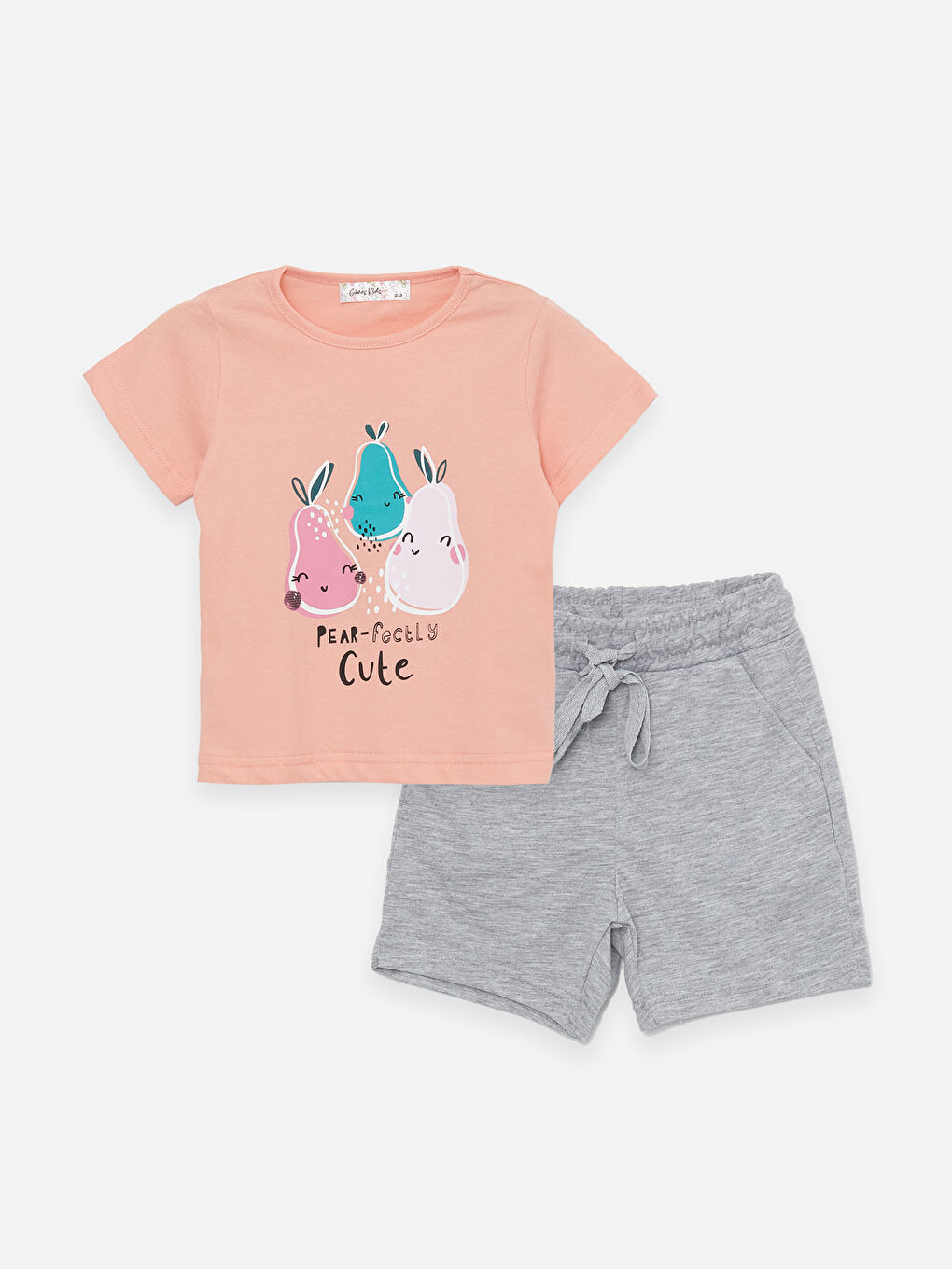 Güneş Kids Somon Bisiklet Yaka Kız Bebek Şortlu Pijama Takımı