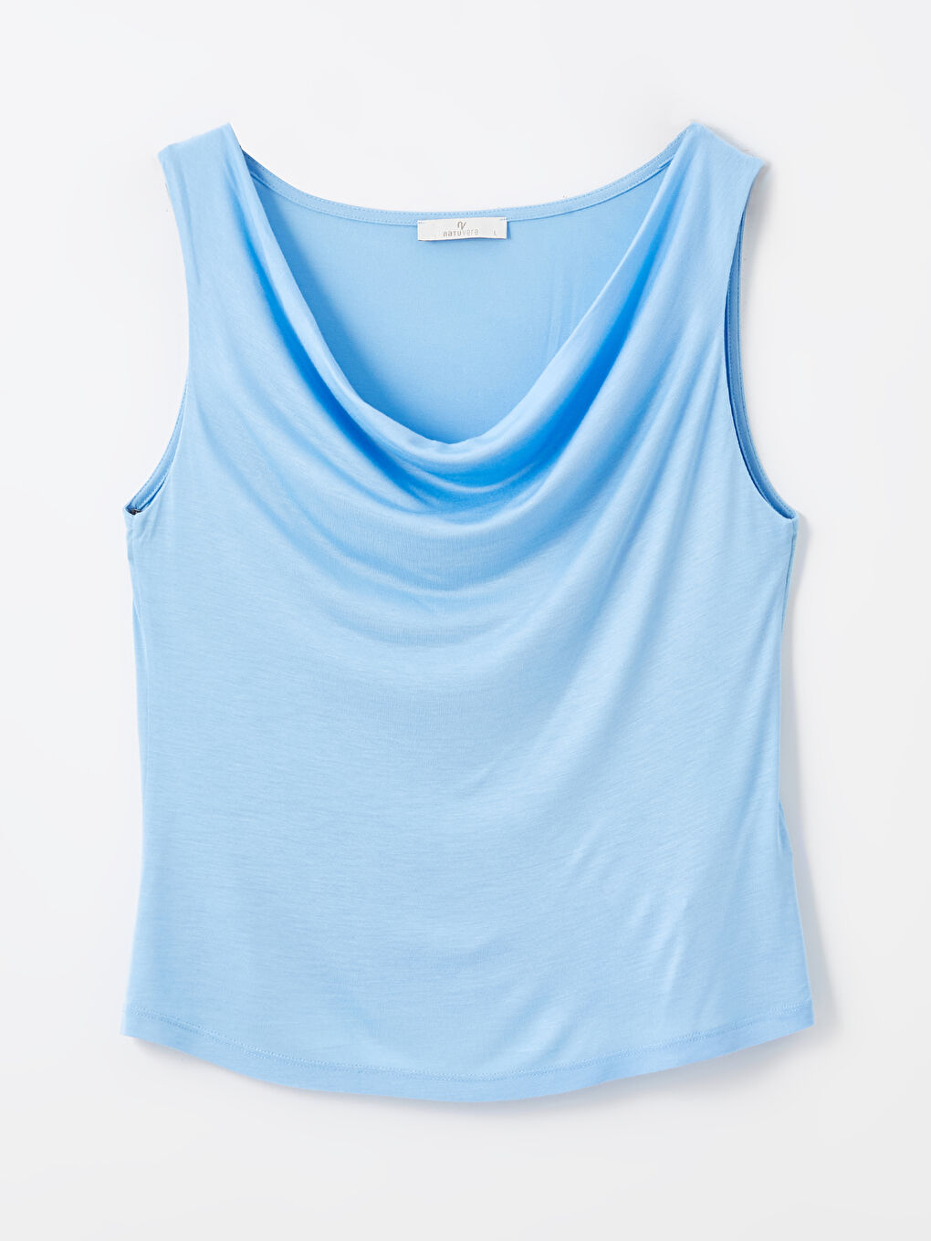 Mavi Kadın Dökümlü Yaka Düz Bluz-4