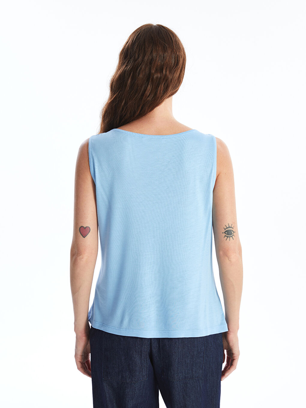 Mavi Kadın Dökümlü Yaka Düz Bluz-3