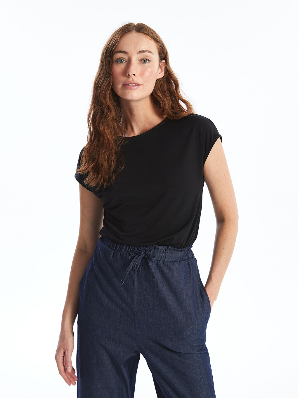 Crew Neck Regular Short Sleeve Women's T-shirt -S4O411Z8-HEG