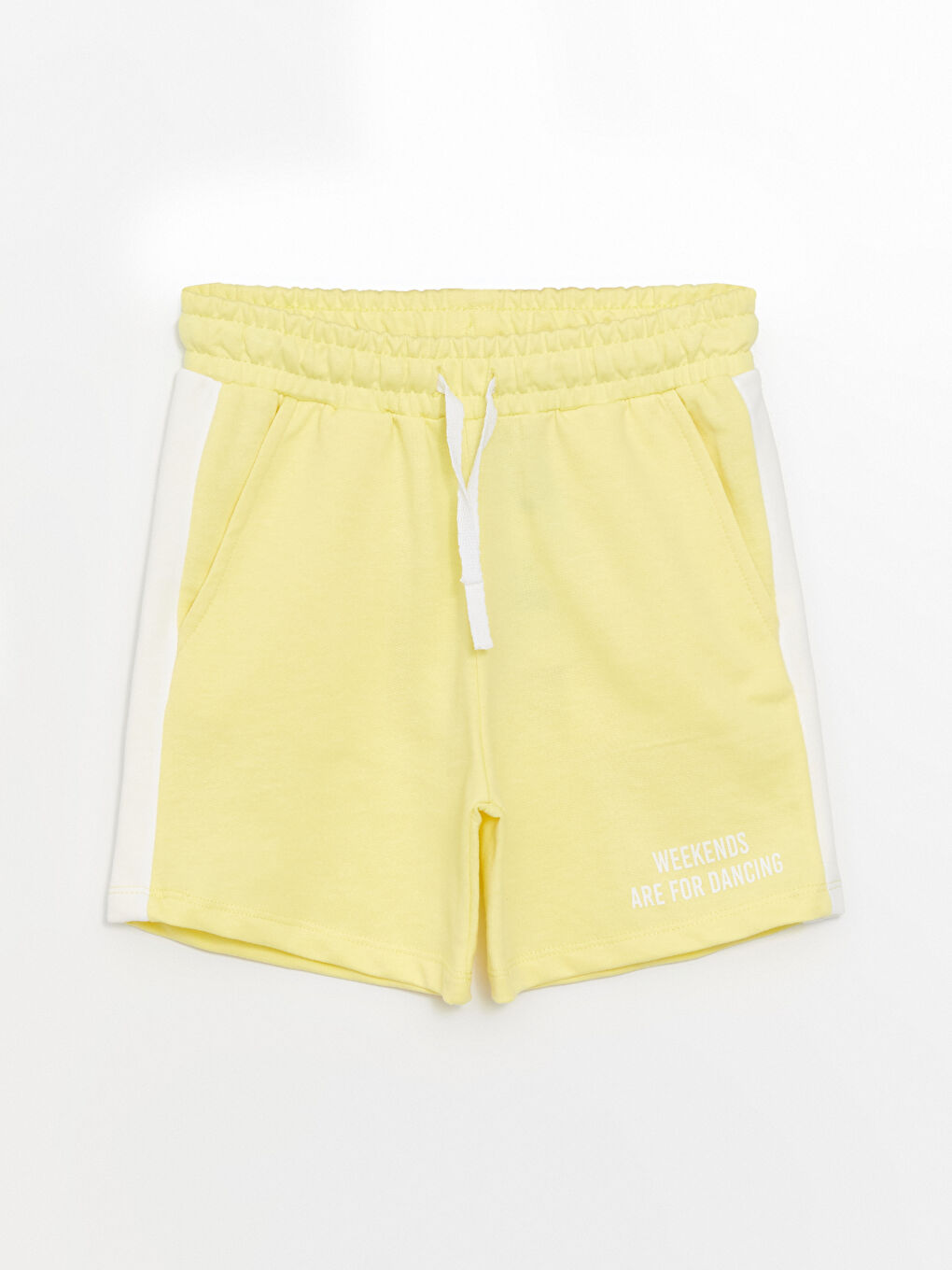 Sarı Beli Lastikli Baskılı Kız Çocuk Şort