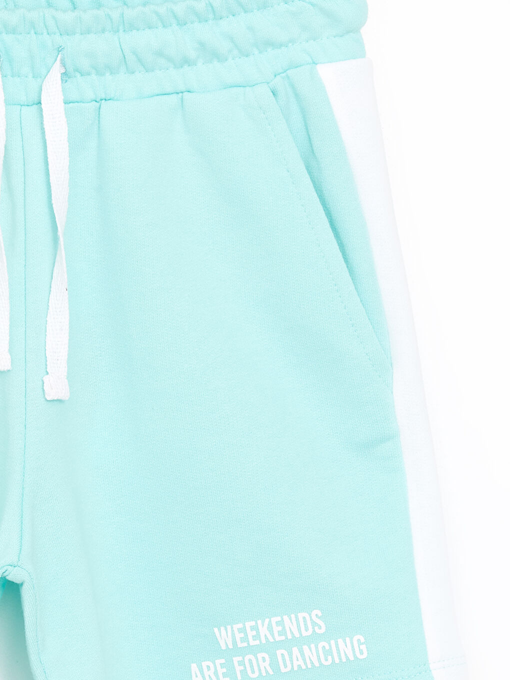 Mavi Beli Lastikli Baskılı Kız Çocuk Şort-1