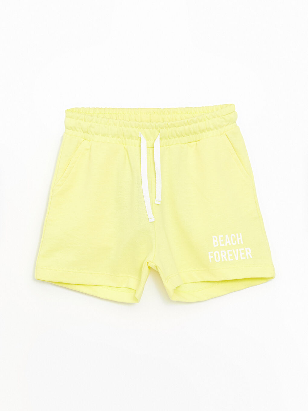 Sarı Beli Lastikli Baskılı Kız Çocuk Şort