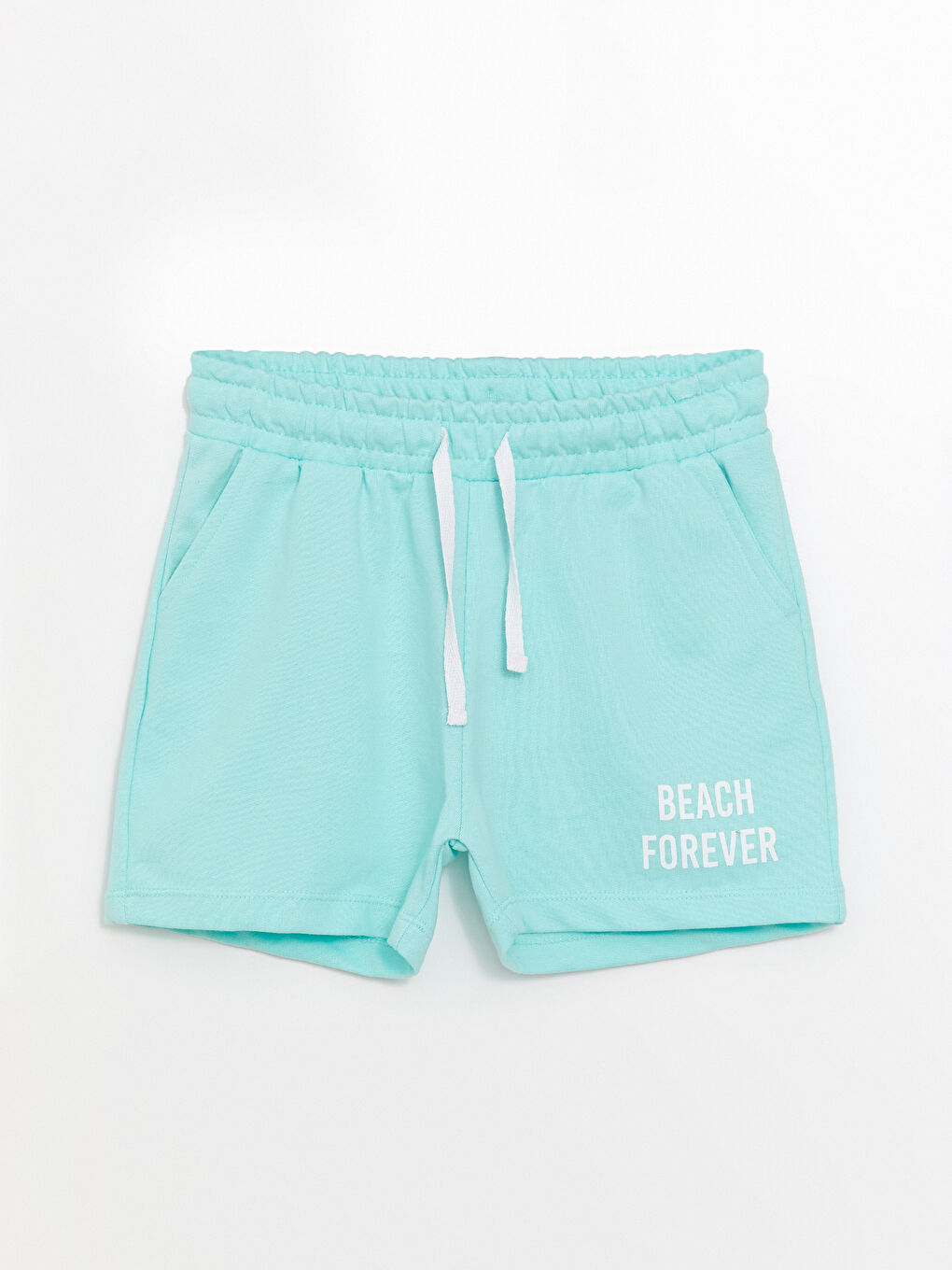 Mavi Beli Lastikli Baskılı Kız Çocuk Şort