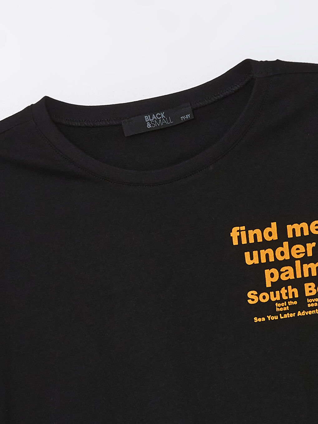 Siyah Bisiklet Yaka Kısa Kollu Erkek Çocuk Tişört-1