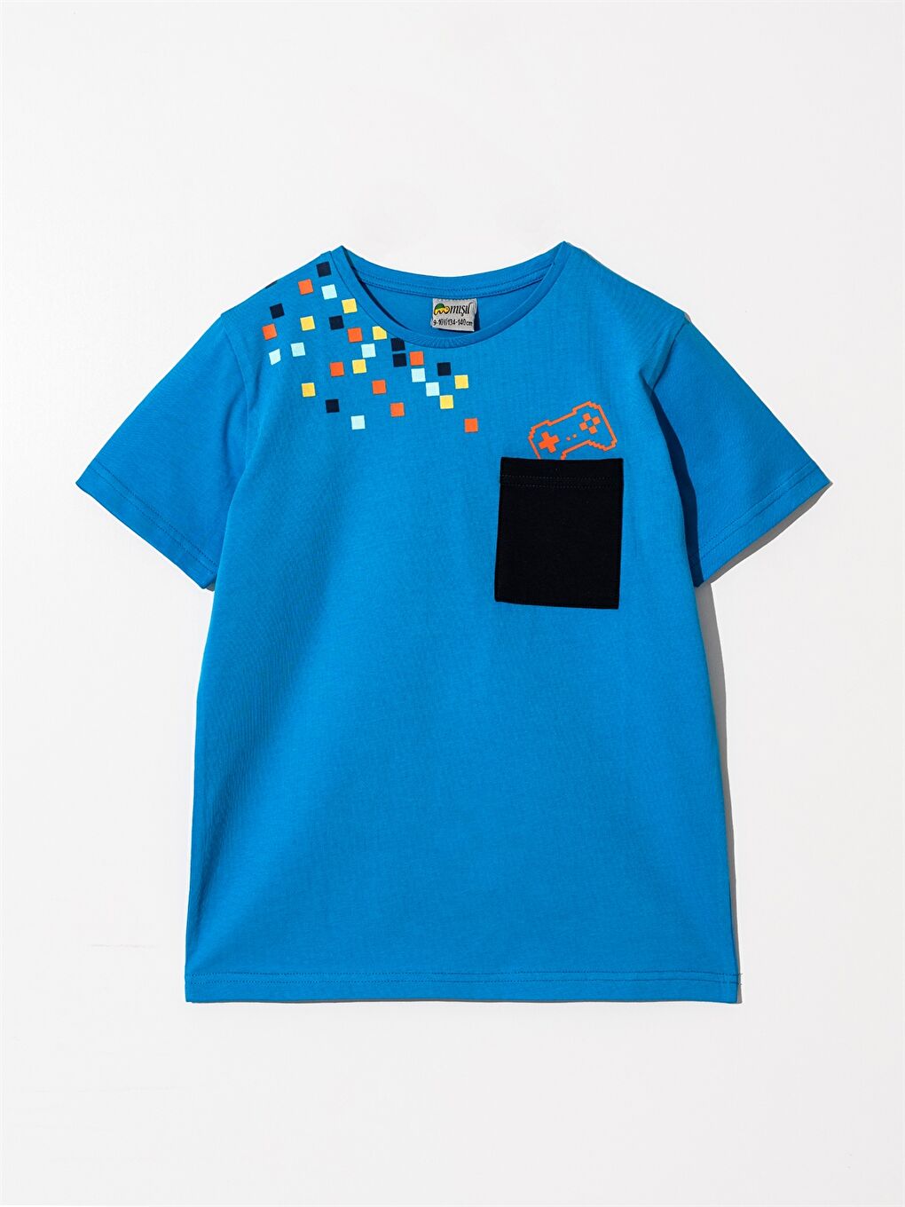 Mavi Bisiklet Yaka Baskılı Erkek Çocuk Tişört