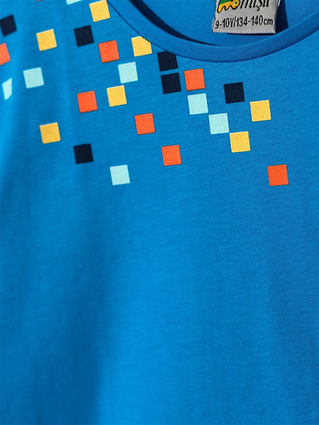 Mavi Bisiklet Yaka Baskılı Erkek Çocuk Tişört-1