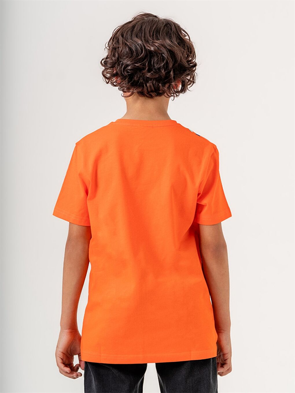 Turuncu Bisiklet Yaka Baskılı Erkek Çocuk Tişört-3