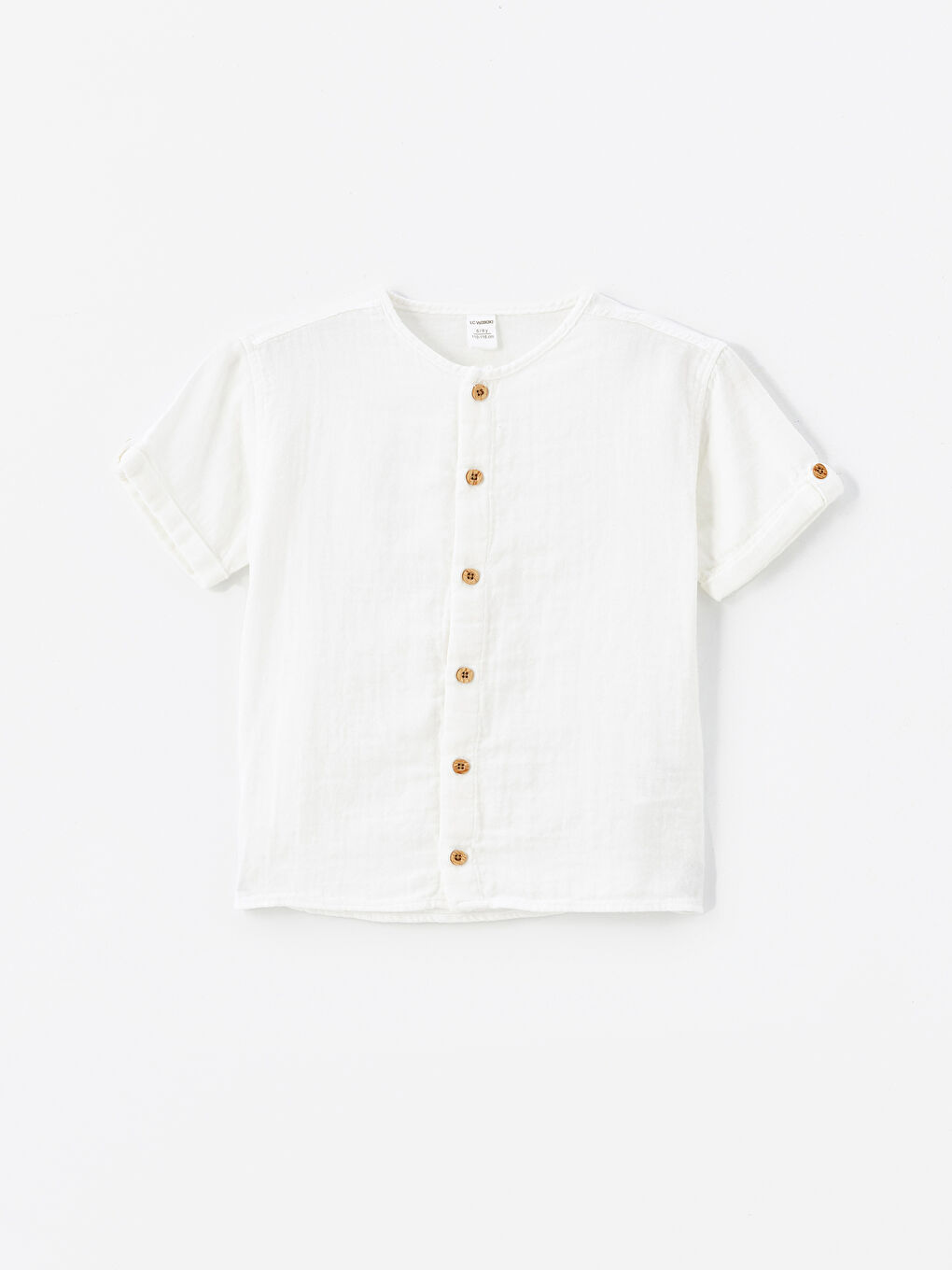 Beyaz Bisiklet Yaka Basic Erkek Çocuk Gömlek