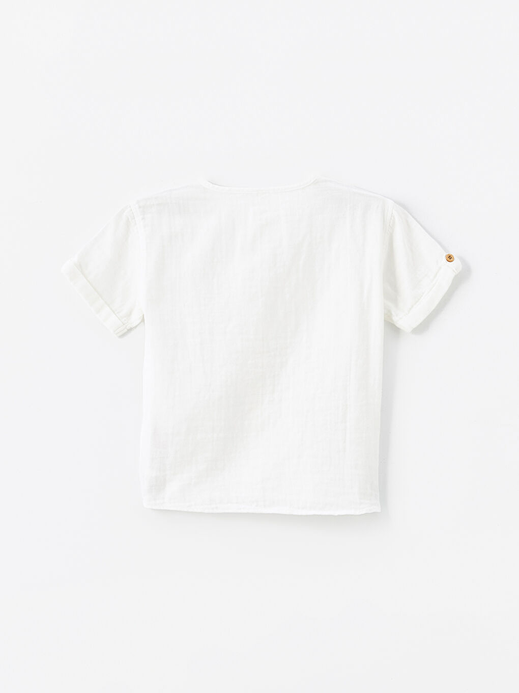 Beyaz Bisiklet Yaka Basic Erkek Çocuk Gömlek-1