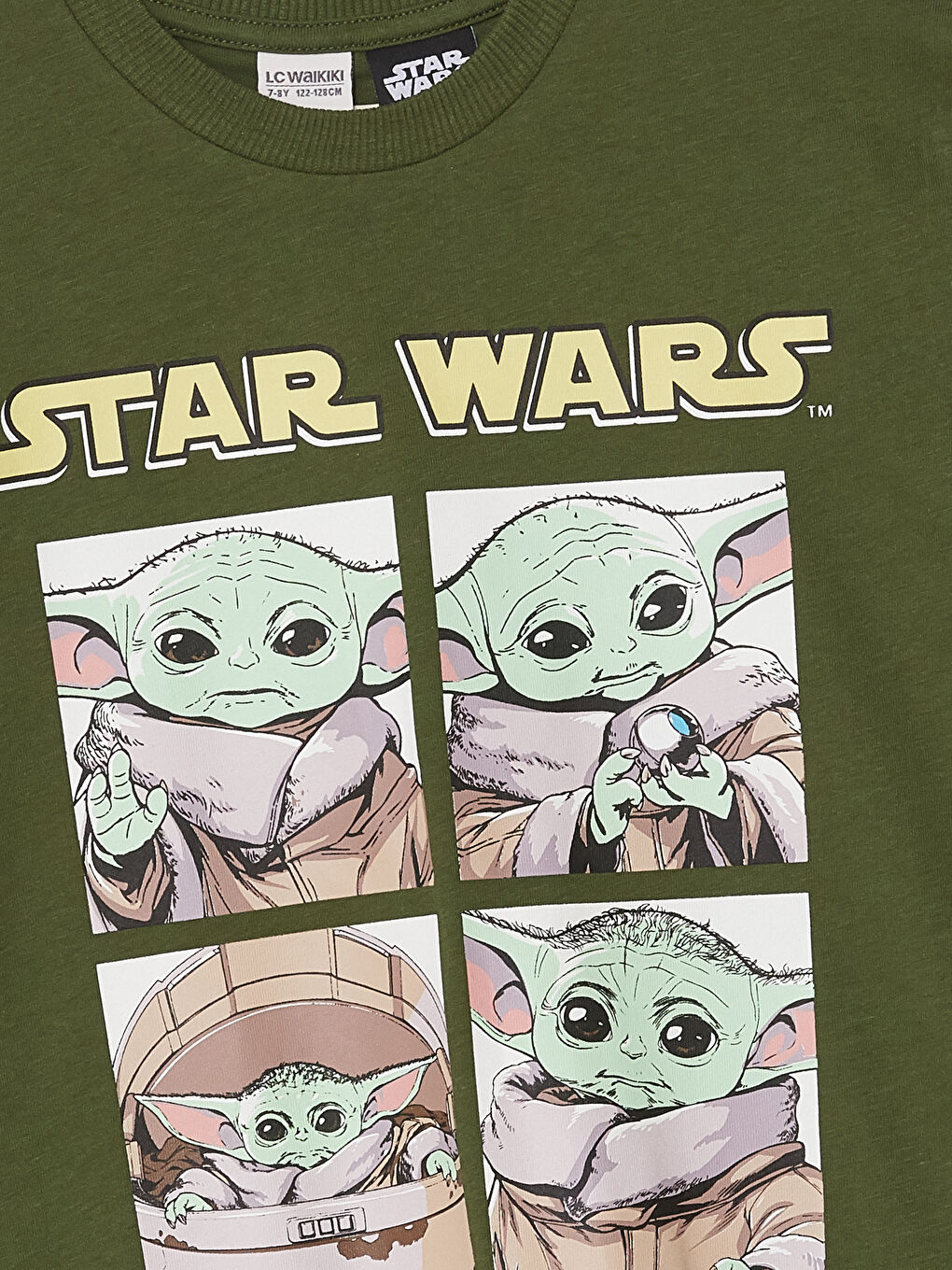 Yeşil Bisiklet Yaka Star Wars Baskılı Kısa Kollu Erkek Çocuk Tişört-1