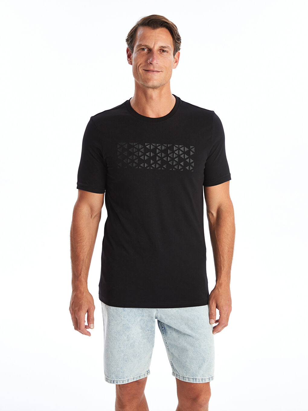Crew Neck Short Sleeve Printed Combed Cotton Men's T-shirt -S4O627Z8-CVL