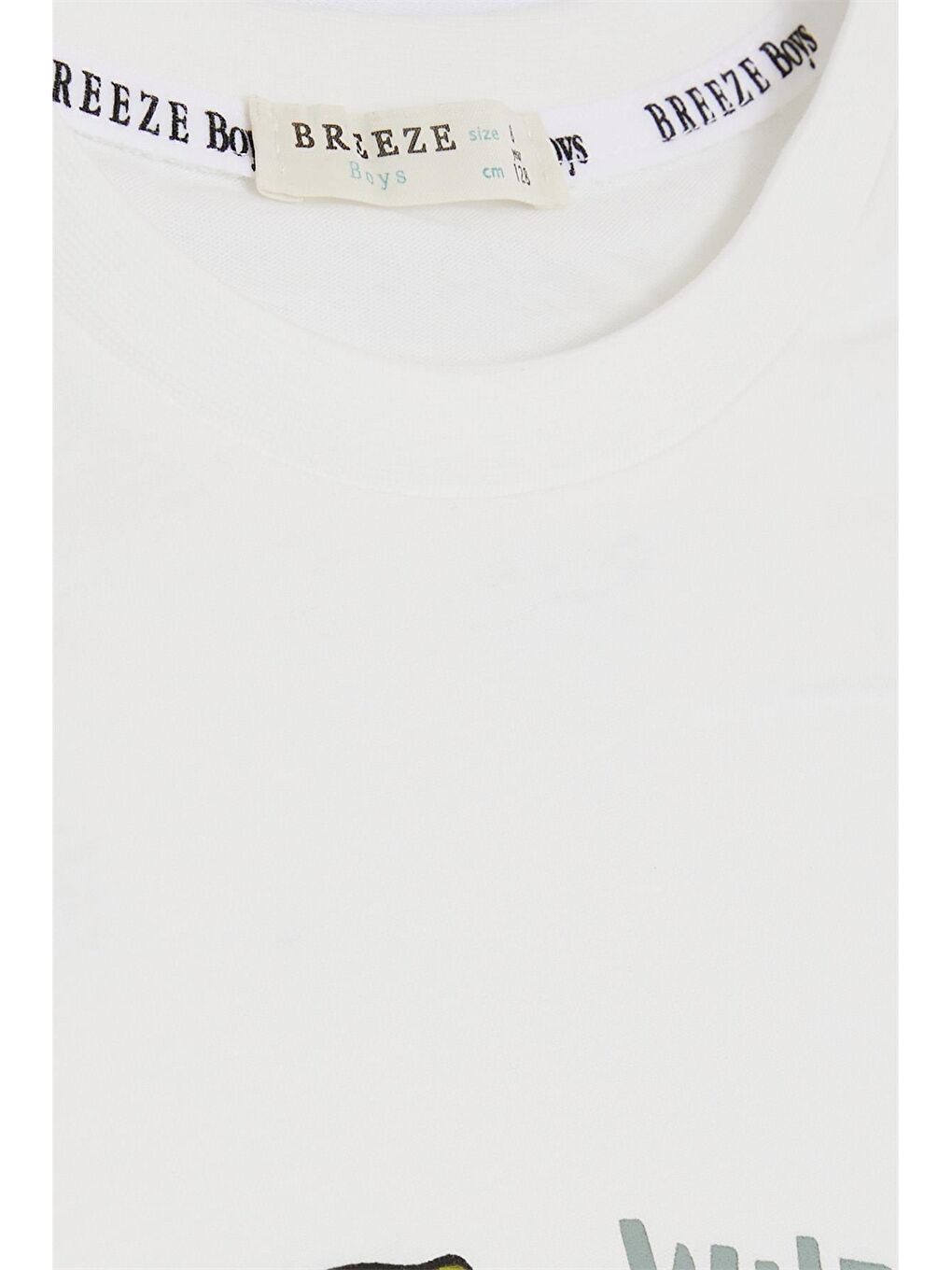 Ekru Bisiklet Yaka Baskılı Erkek Çocuk Tişört-2