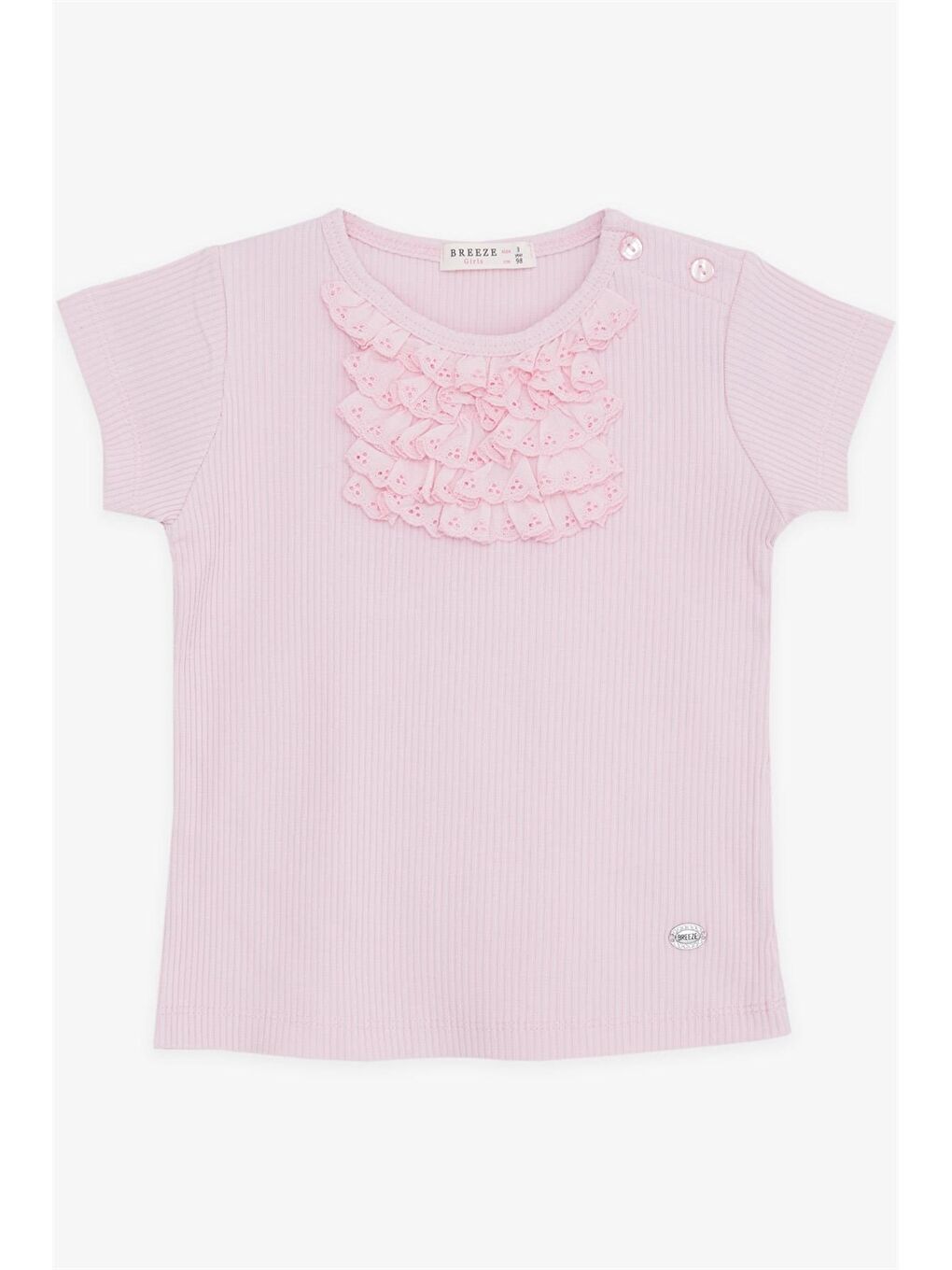 Breeze Pembe Bisiklet Yaka Kız Bebek Tişört
