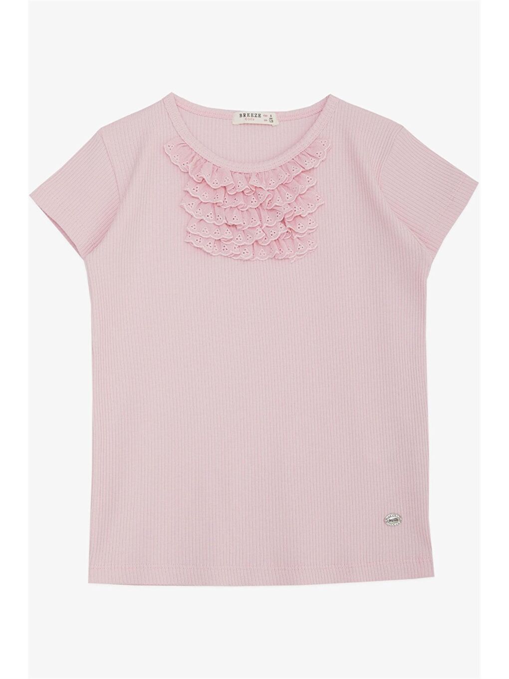 Pembe Bisiklet Yaka Kız Çocuk Tişört