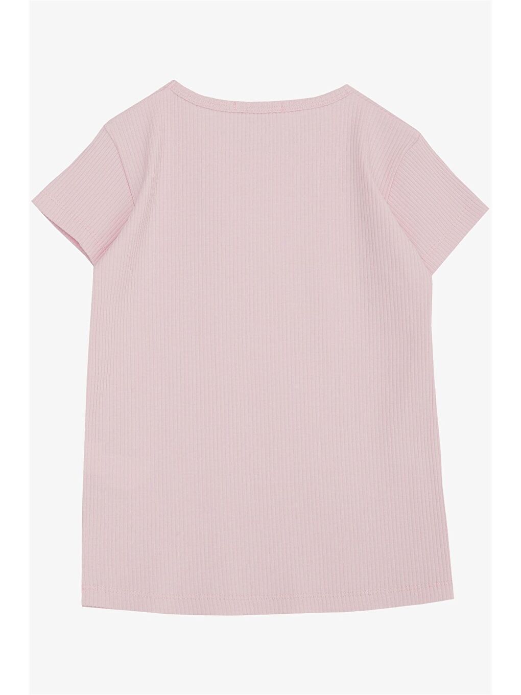 Pembe Bisiklet Yaka Kız Çocuk Tişört-1