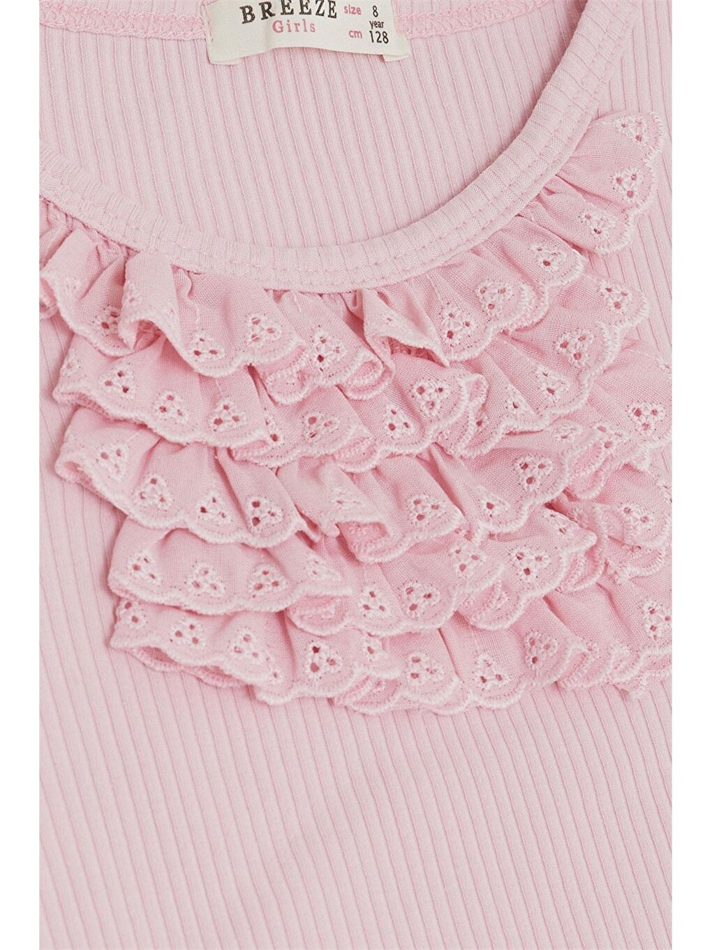 Pembe Bisiklet Yaka Kız Çocuk Tişört-2