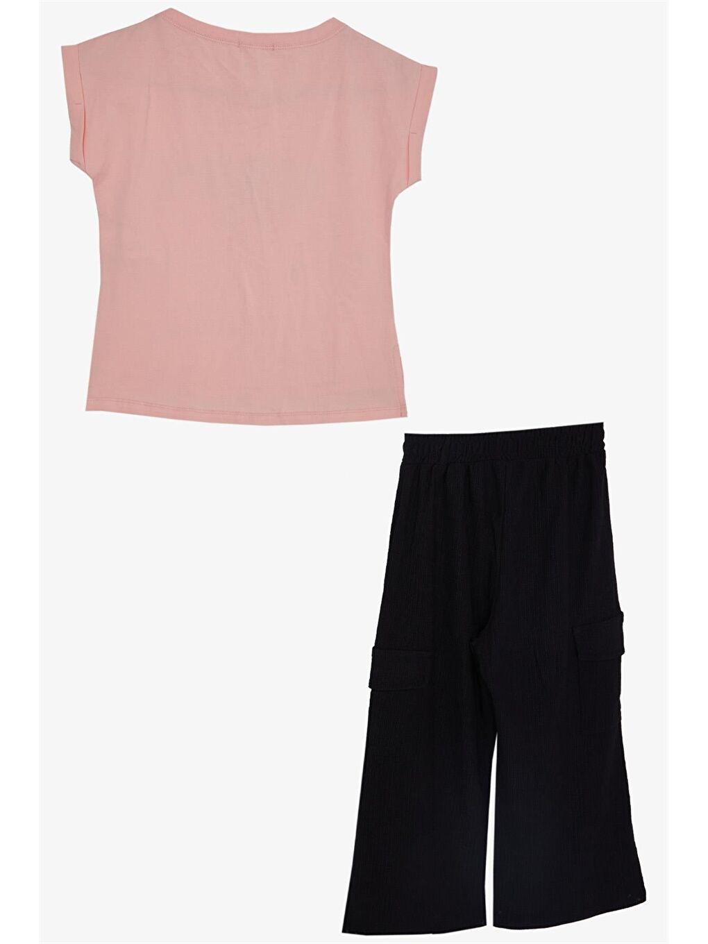 Turuncu Bisiklet Yaka Kız Çocuk Tişört ve Eşofman Altı-1