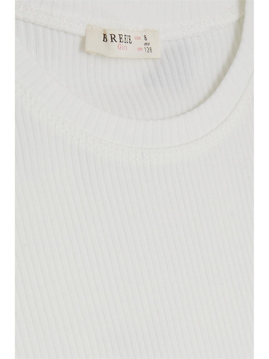 Ekru Bisiklet Yaka Fırfır Detaylı Kız Çocuk Tişört-2