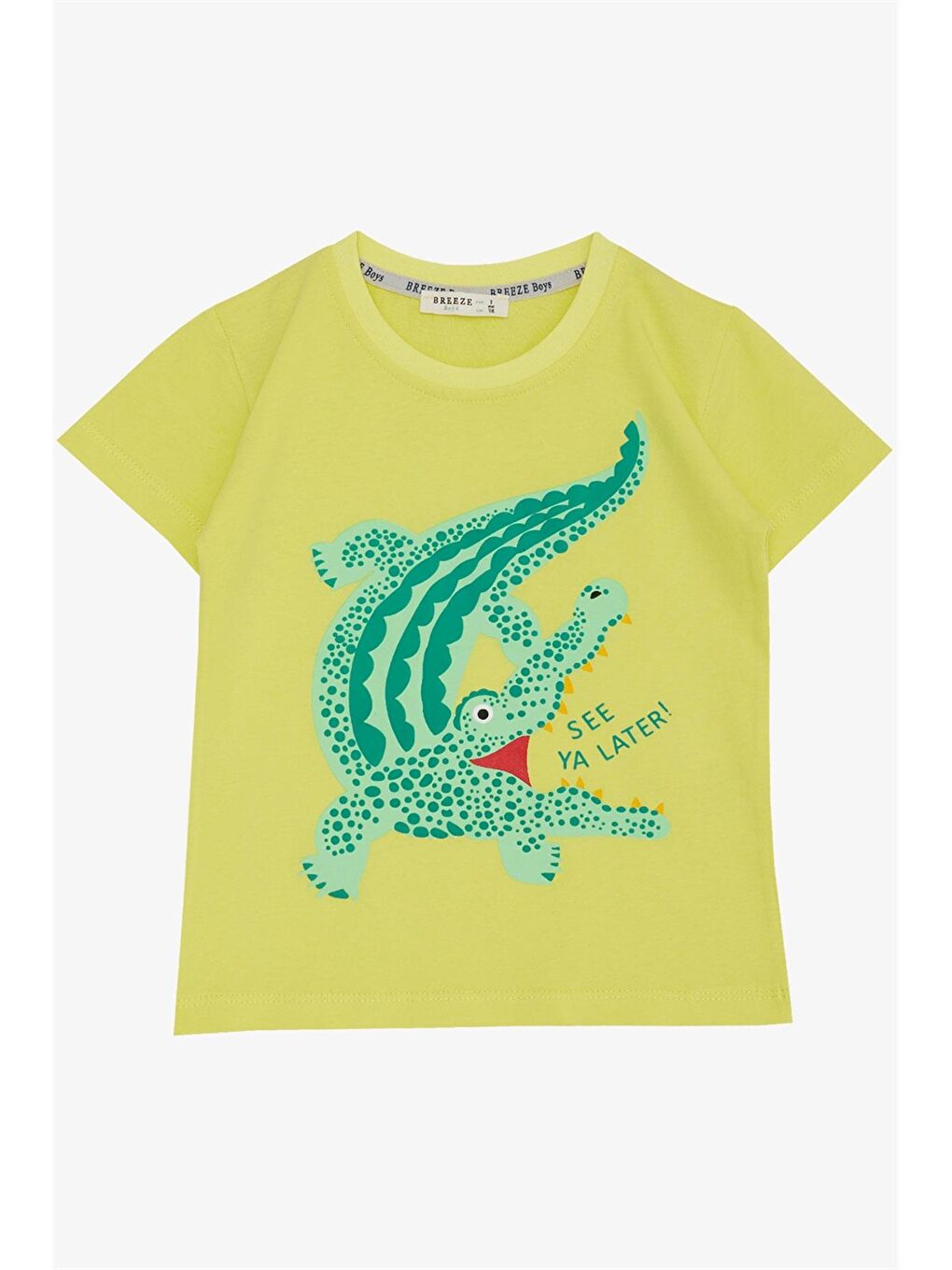 Sarı Bisiklet Yaka Baskılı Erkek Çocuk Tişört