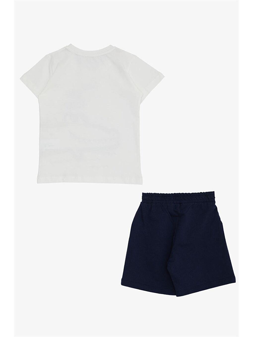 Ekru Bisiklet Yaka Baskılı Erkek Çocuk Tişört ve Şort 2'li Takım-1