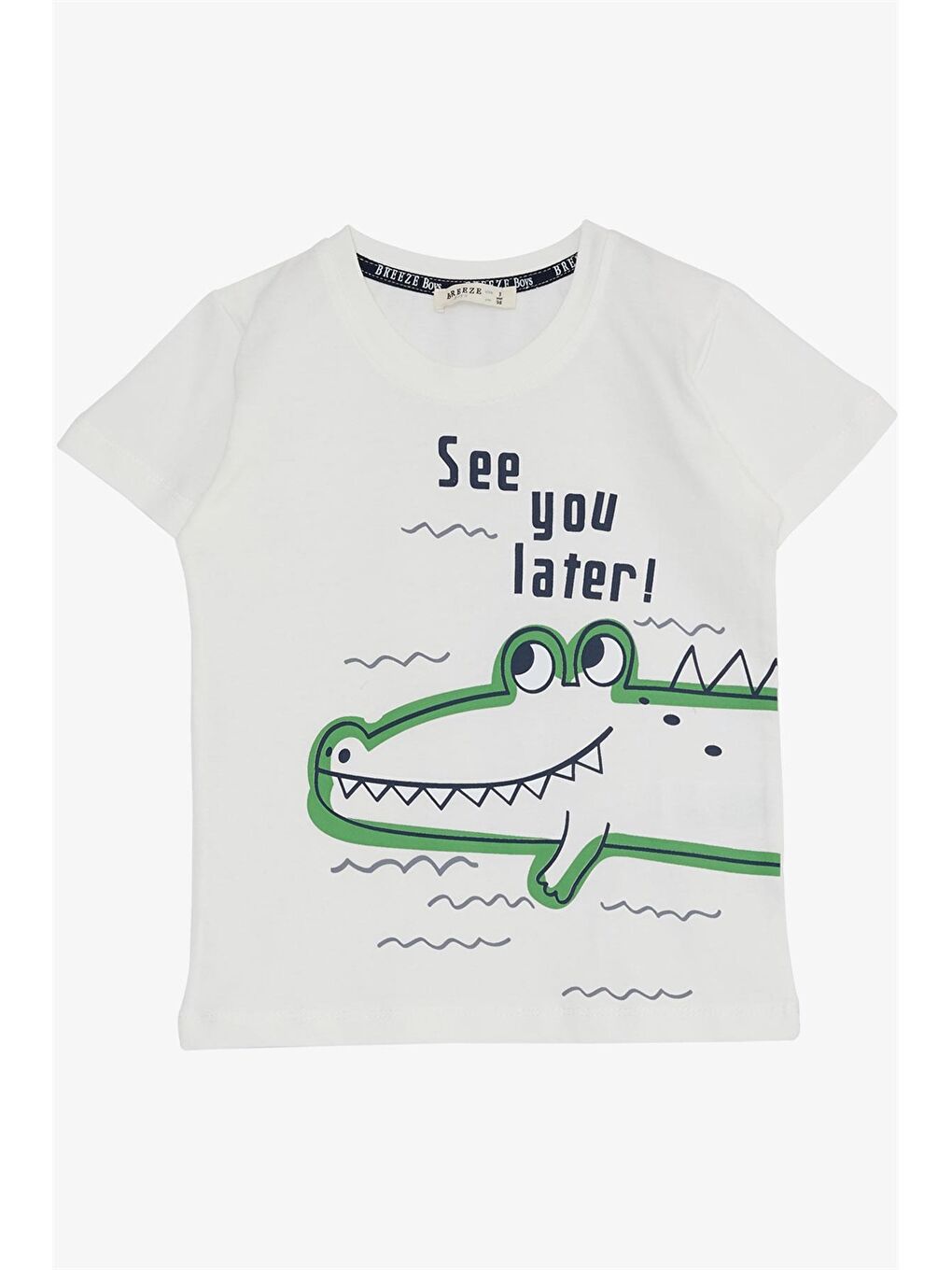 Ekru Bisiklet Yaka Baskılı Erkek Çocuk Tişört ve Şort 2'li Takım-2