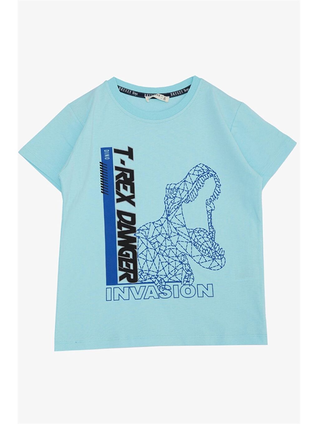 Mavi Bisiklet Yaka Baskılı Erkek Çocuk Tişört
