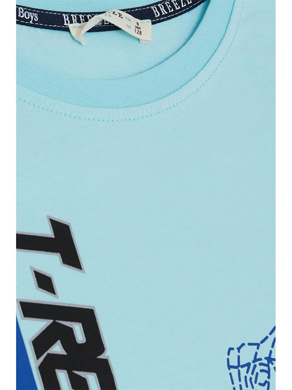 Mavi Bisiklet Yaka Baskılı Erkek Çocuk Tişört-2