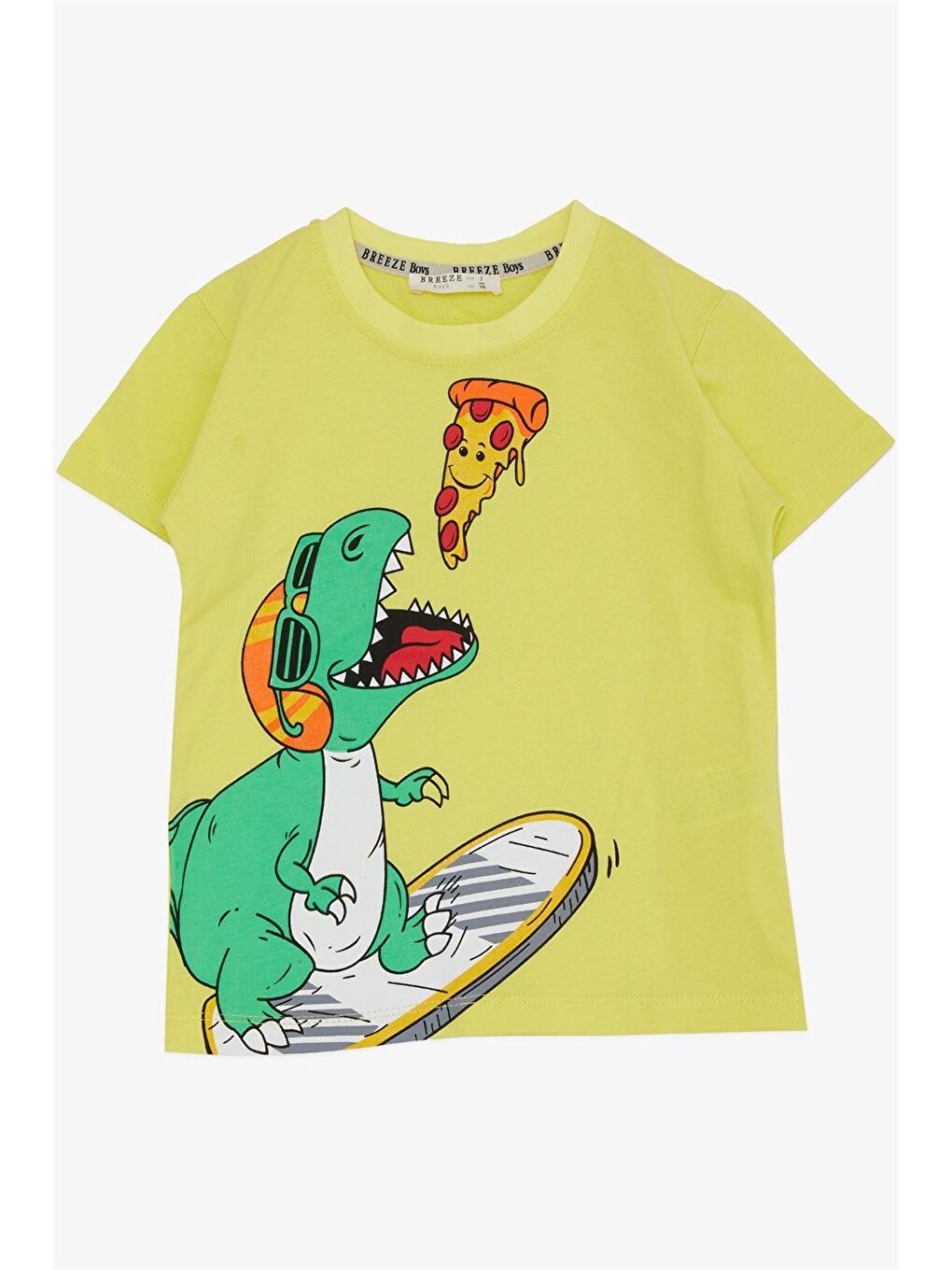 Sarı Bisiklet Yaka Baskılı Erkek Çocuk Tişört