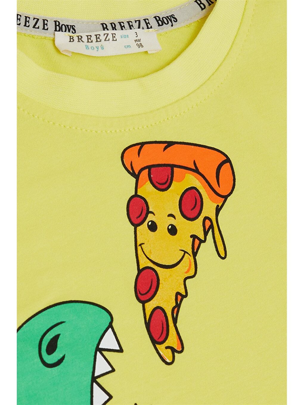 Sarı Bisiklet Yaka Baskılı Erkek Çocuk Tişört-2