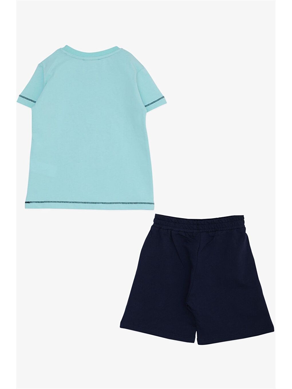 Mavi Bisiklet Yaka Baskılı Erkek Çocuk Tişört ve Şort 2'li Takım-1