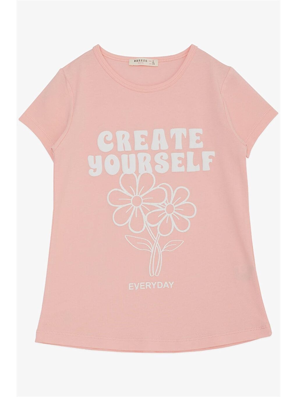 Turuncu Bisiklet Yaka Baskılı Kız Çocuk Tişört