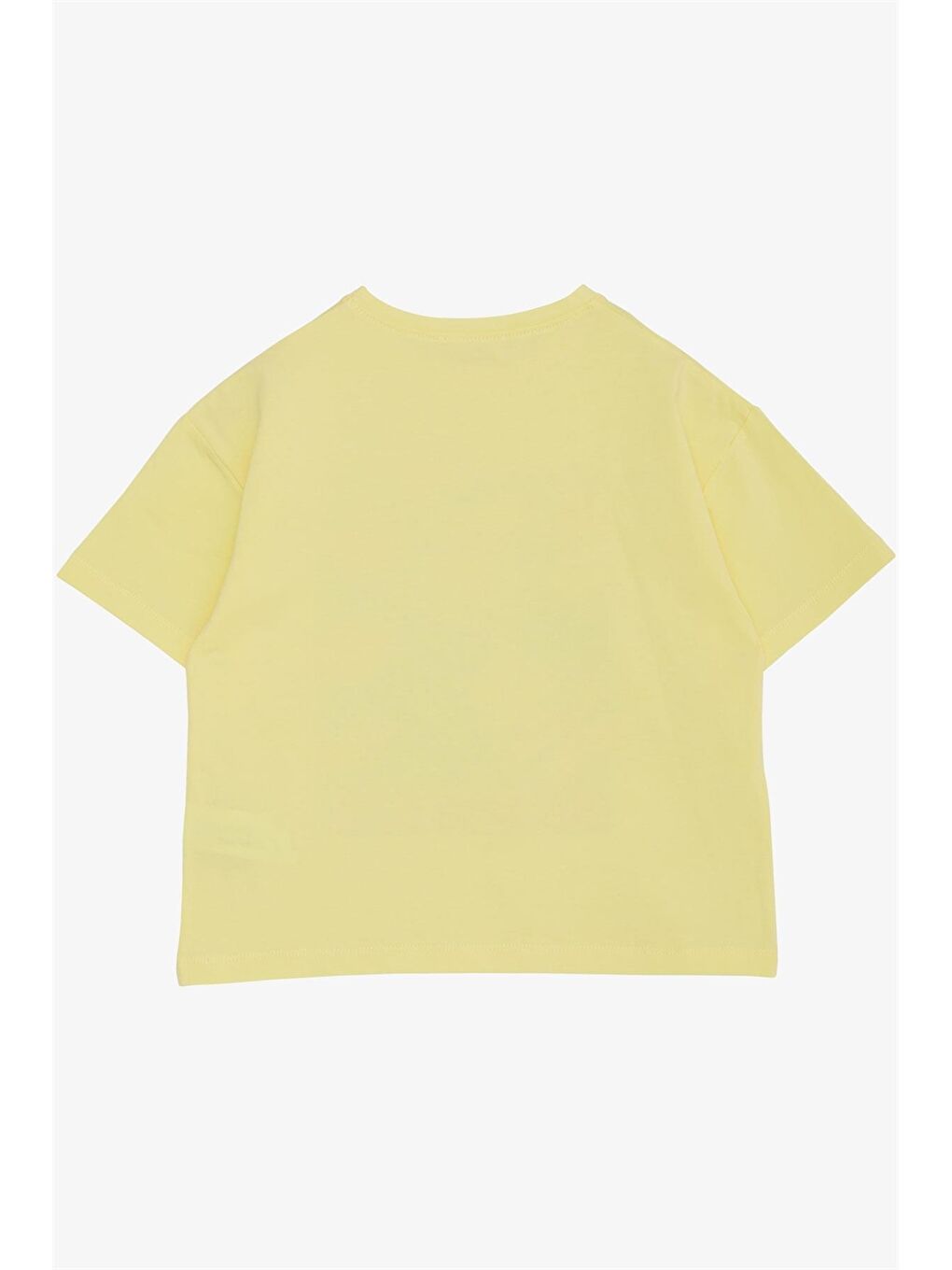 Sarı Bisiklet Yaka Baskılı Kız Çocuk Tişört-1