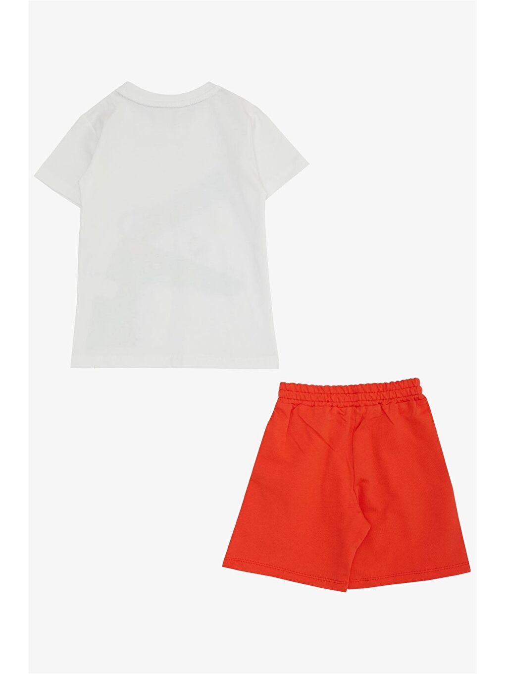 Ekru Bisiklet Yaka Baskılı Erkek Çocuk Tişört ve Şort 2'li Takım-1
