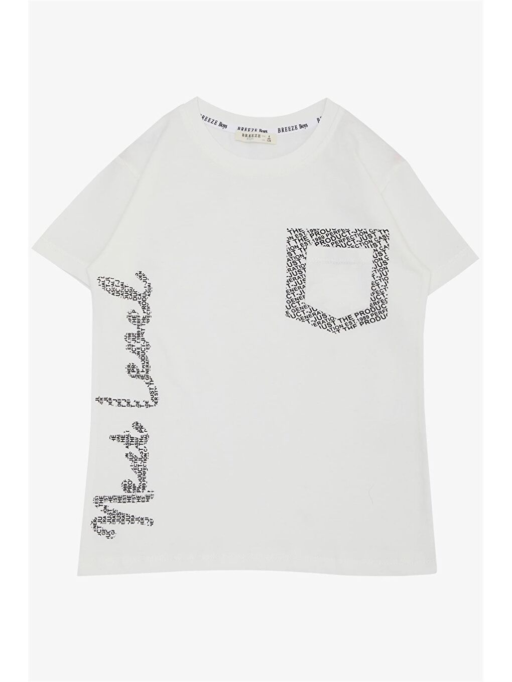 Ekru Bisiklet Yaka Baskılı Erkek Çocuk Tişört