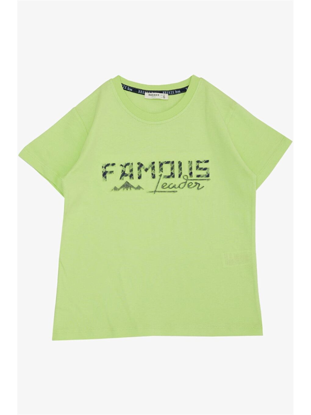 Yeşil Bisiklet Yaka Baskılı Erkek Çocuk Tişört