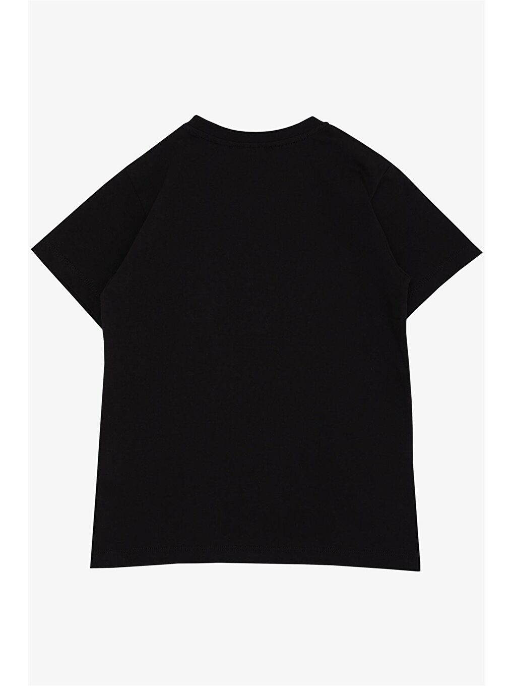 Siyah Bisiklet Yaka Baskılı Erkek Çocuk Tişört-1