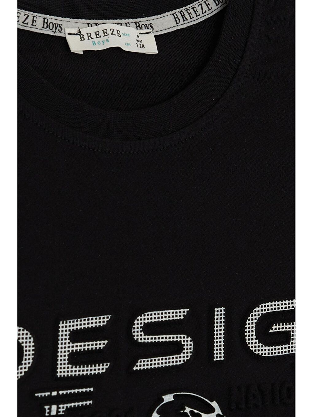 Siyah Bisiklet Yaka Baskılı Erkek Çocuk Tişört-2