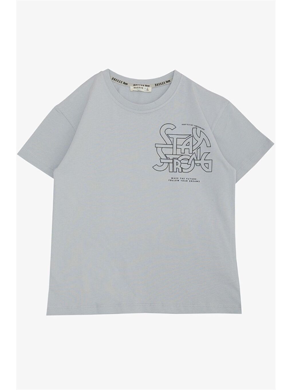 Gri Bisiklet Yaka Baskılı Erkek Çocuk Tişört
