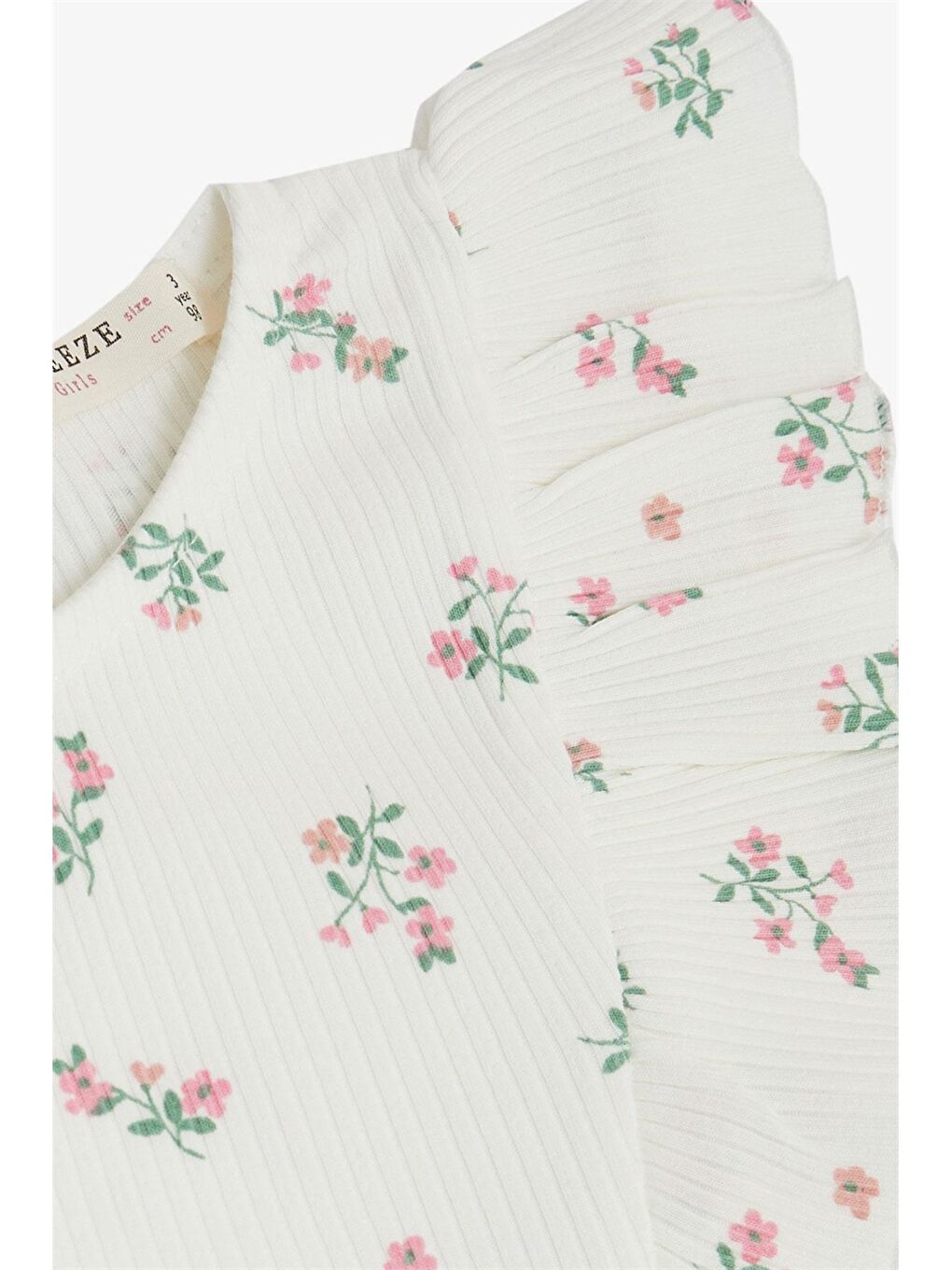 Beyaz Bisiklet Yaka Baskılı Kız Bebek Elbise-2