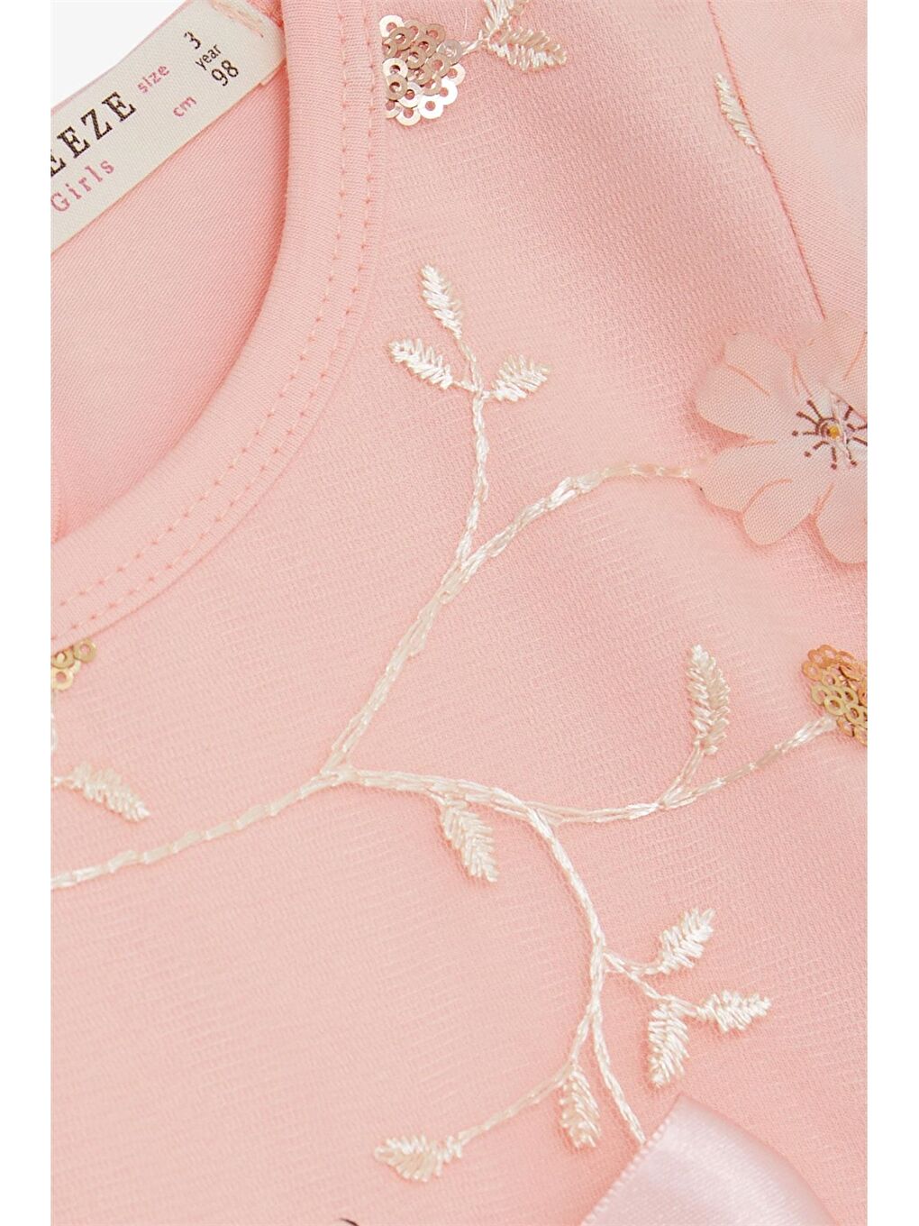 Turuncu Bisiklet Yaka Baskılı Kız Çocuk Elbise-2